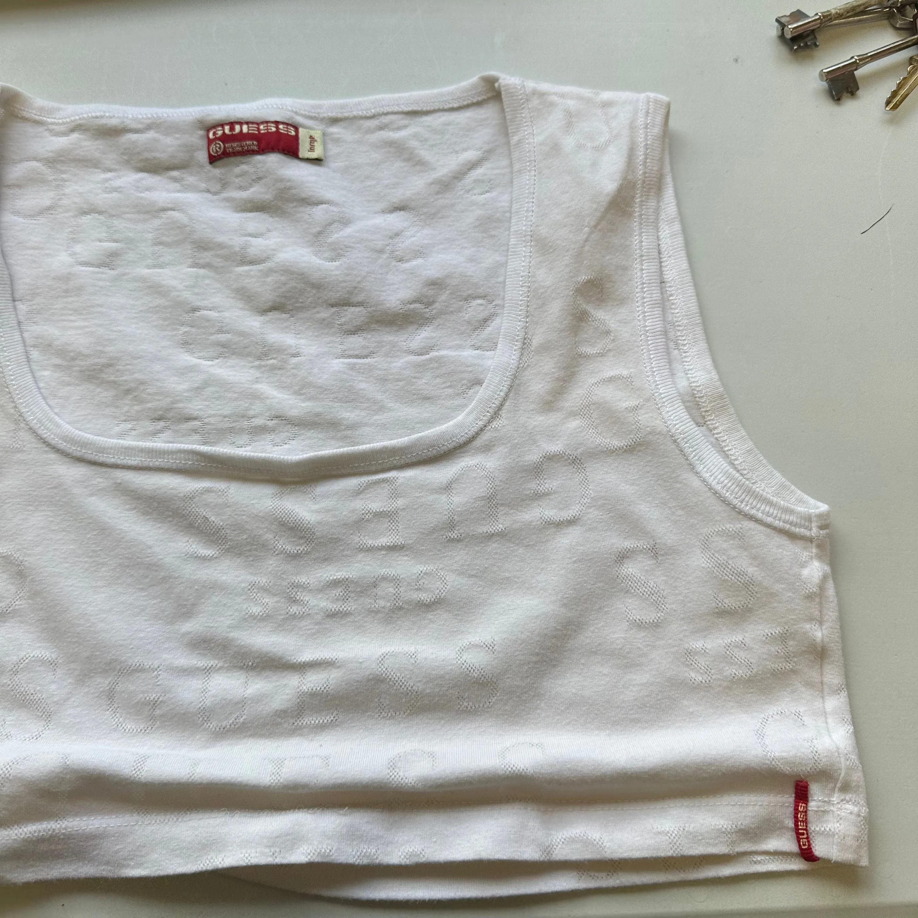 vintage guess monogram cropped tank