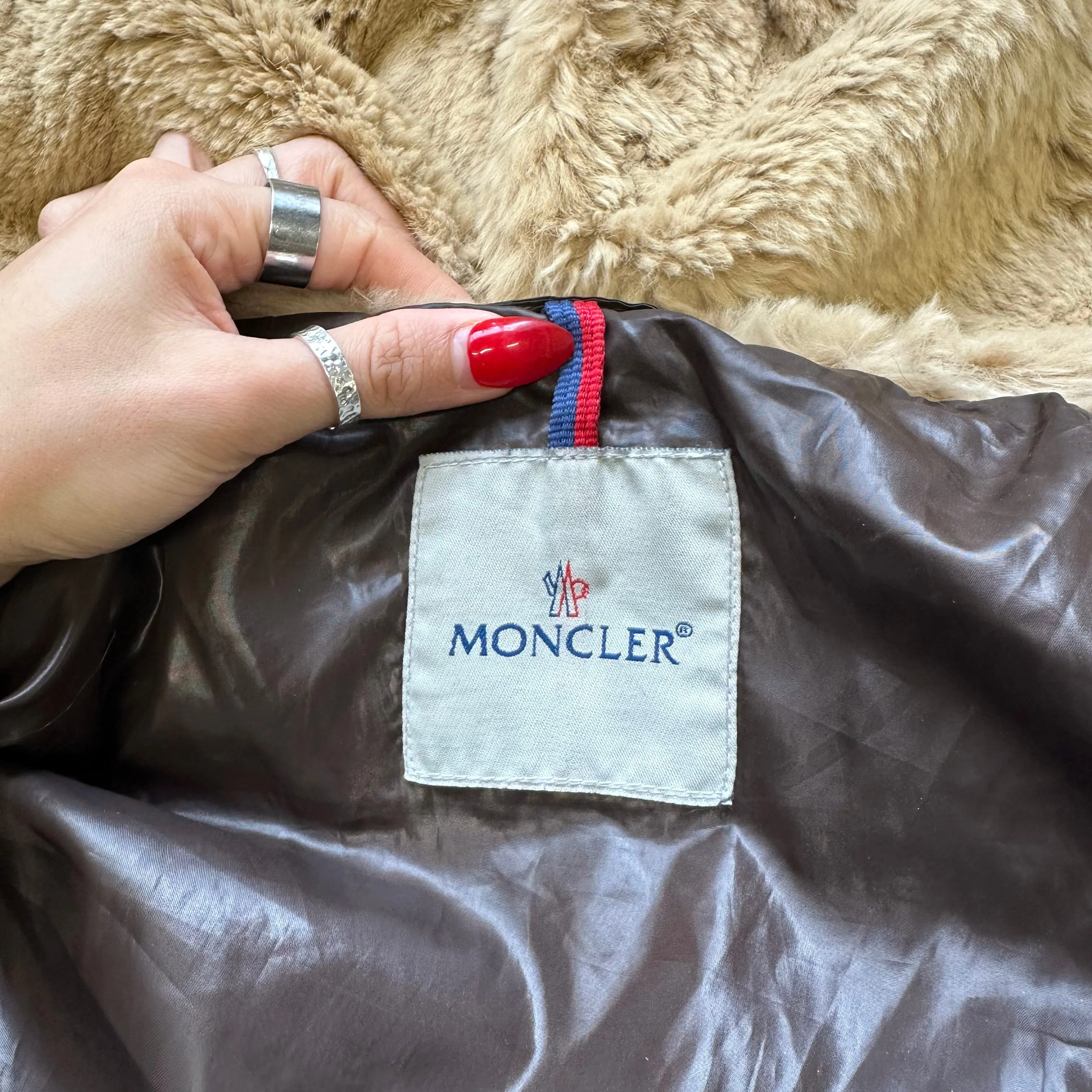 vintage moncler down filled brown puffer coat