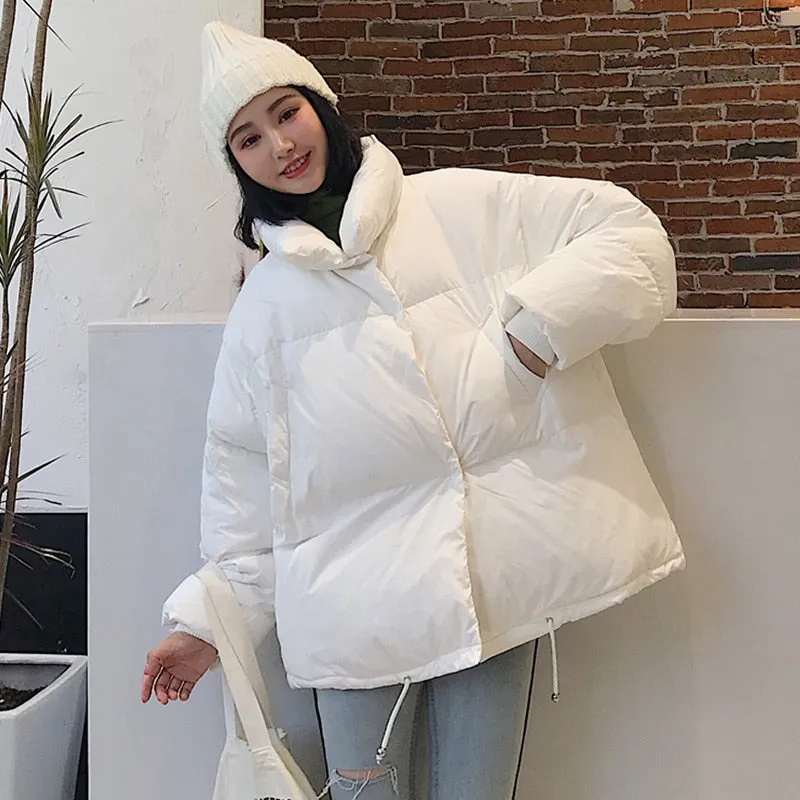 Winter Solid Down Jacket Coat With Pockets