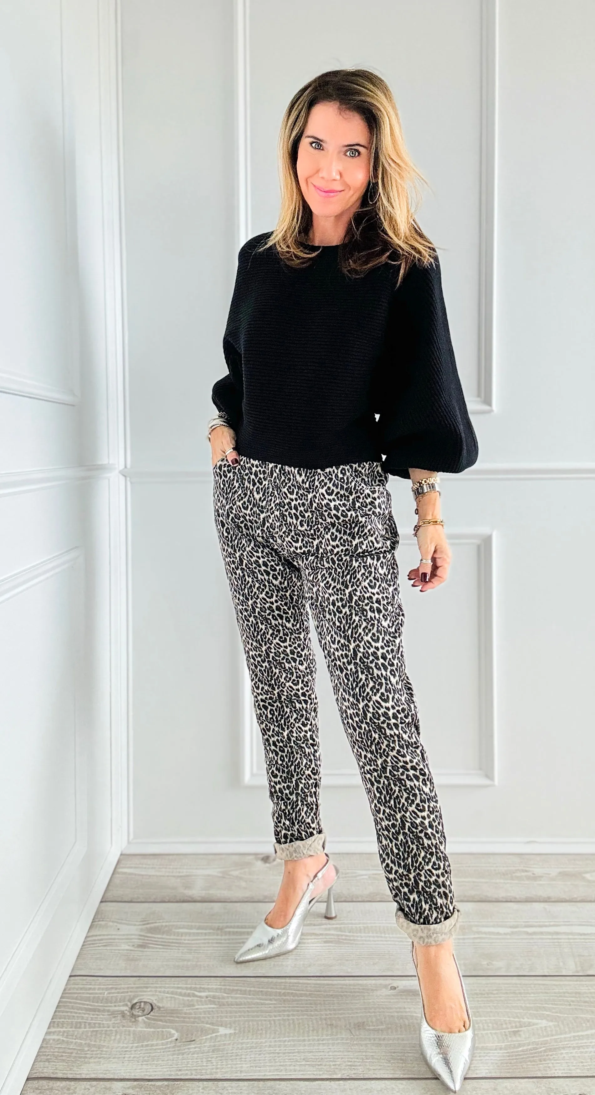 Wish List Leopard Italian Joggers- Beige