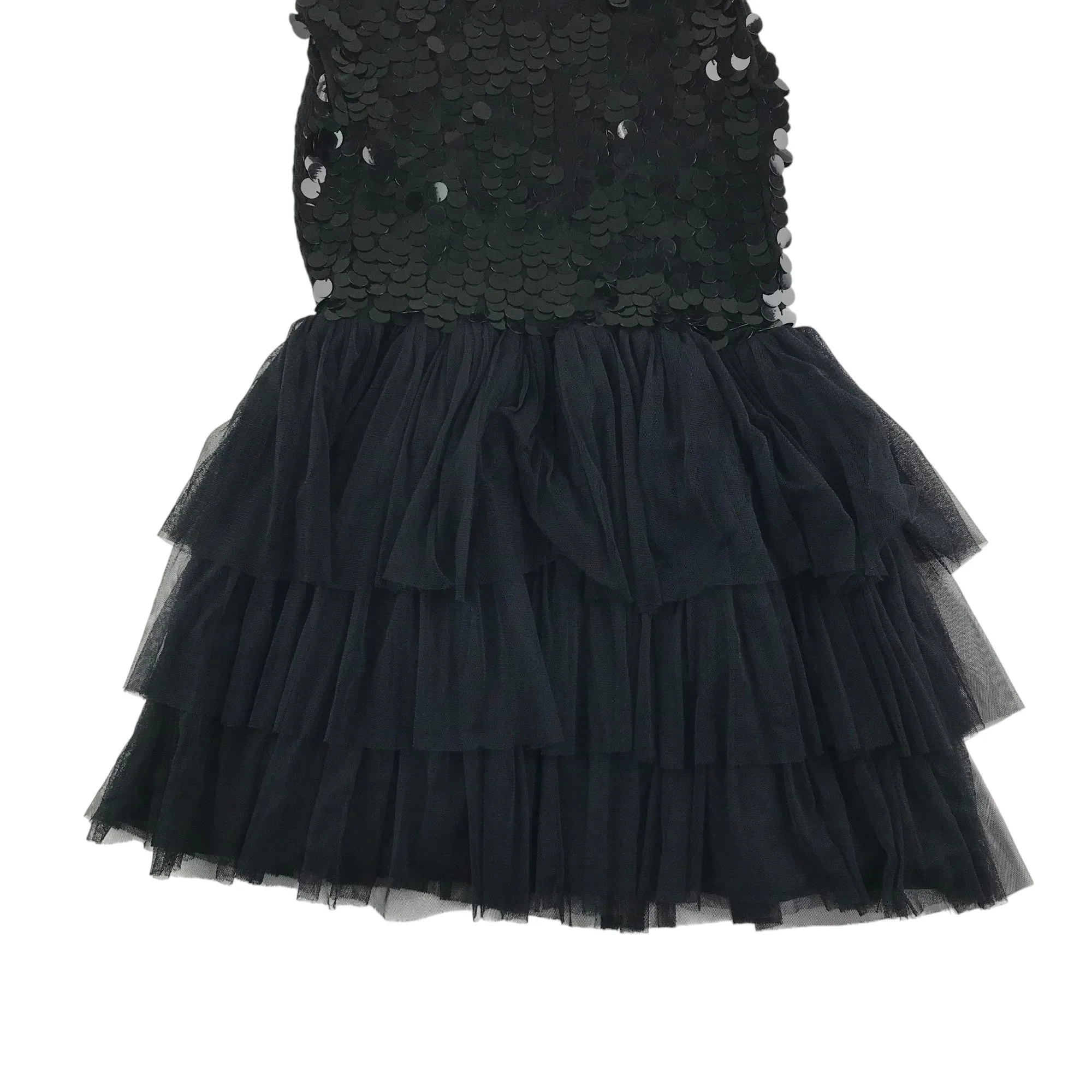 YD dress 12-13 years black sequin top and mesh layered skirt